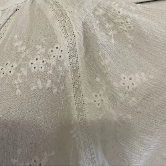 Olivaceous White Eyelet Tiered Short Dress/Tunic Sz-S - Picture 3 of 11